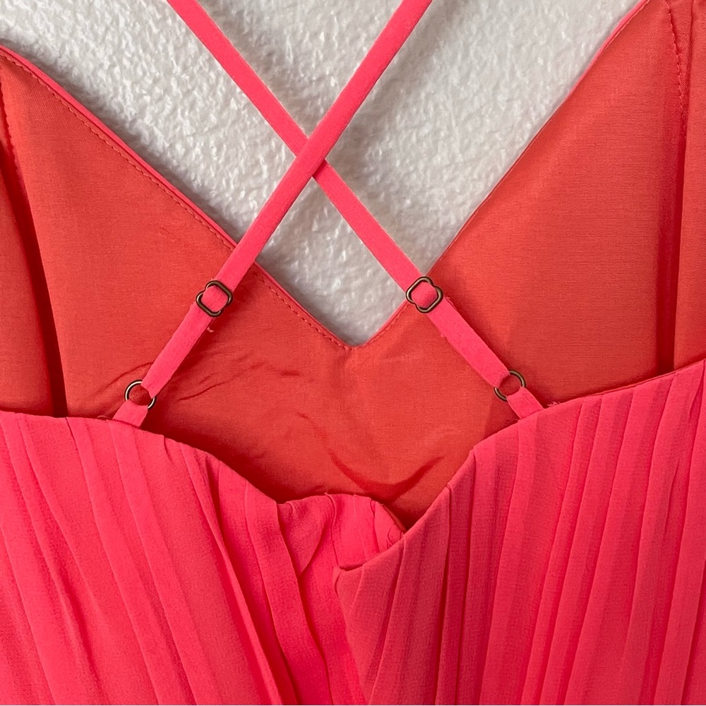 NWT Shoshanna Carine 100% Silk Bright Pink Spaghetti Strap Mini Dress Size 10 - Picture 7 of 10